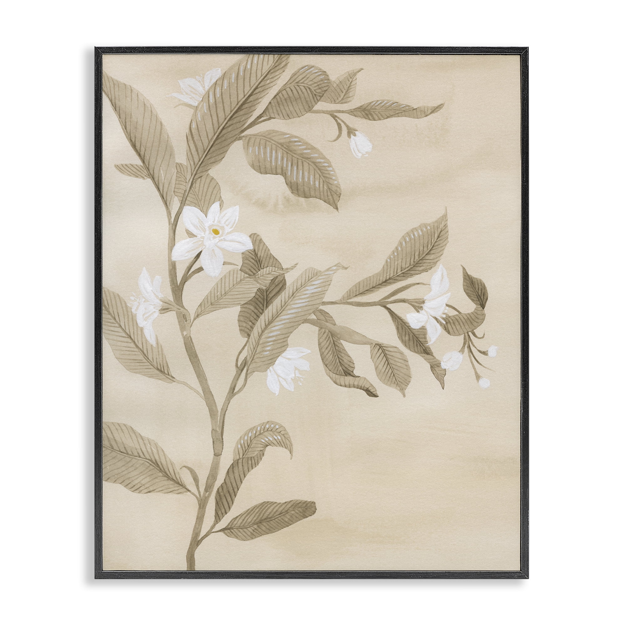 Stupell Industries Traditional White Daffodils Plants & Flowers Painting Black Framed Art Print Wall Art, 16 x 20