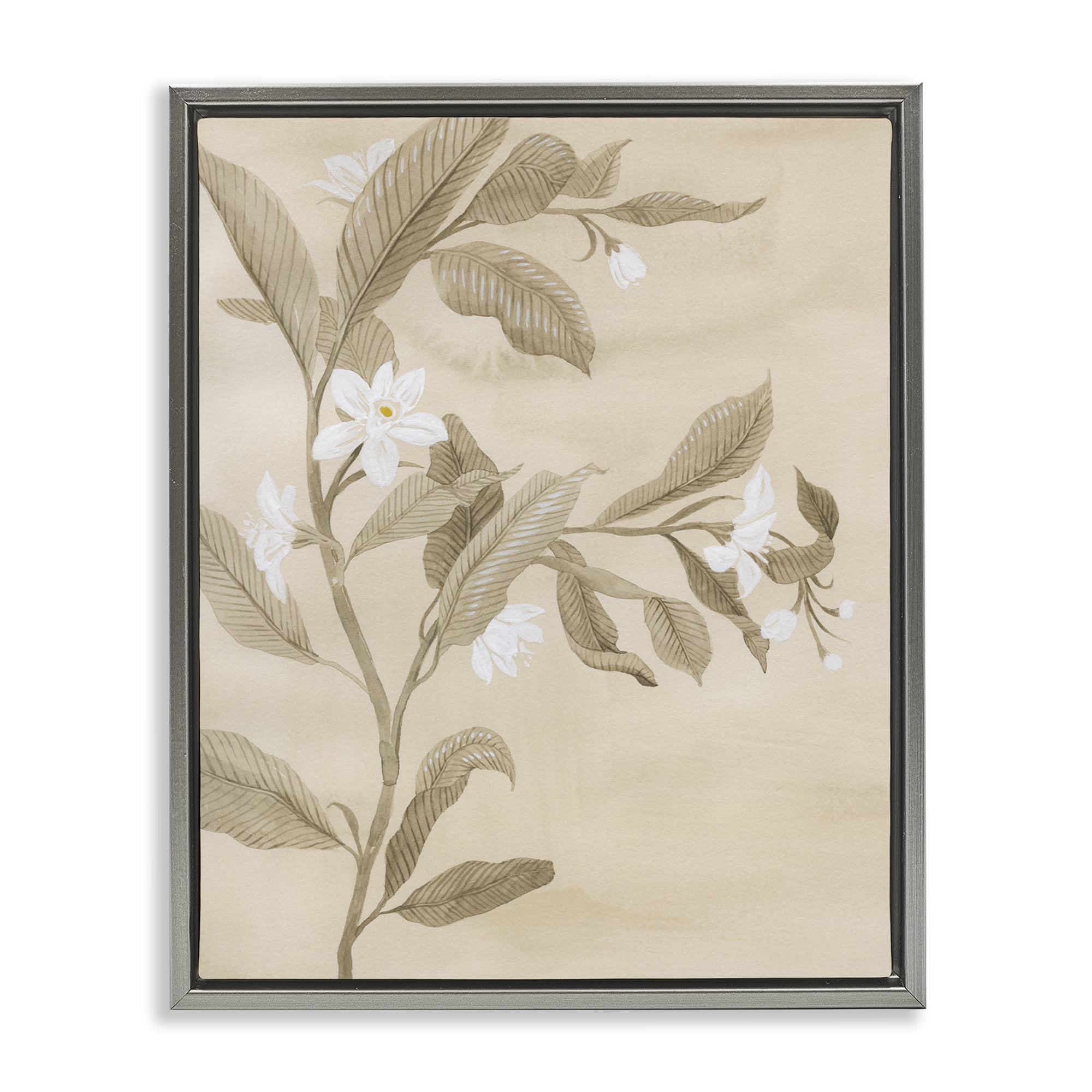 Stupell Industries Traditional White Daffodils Plants & Flowers Painting Gray Floater Framed Canvas Art Print Wall Art, 25 x 31