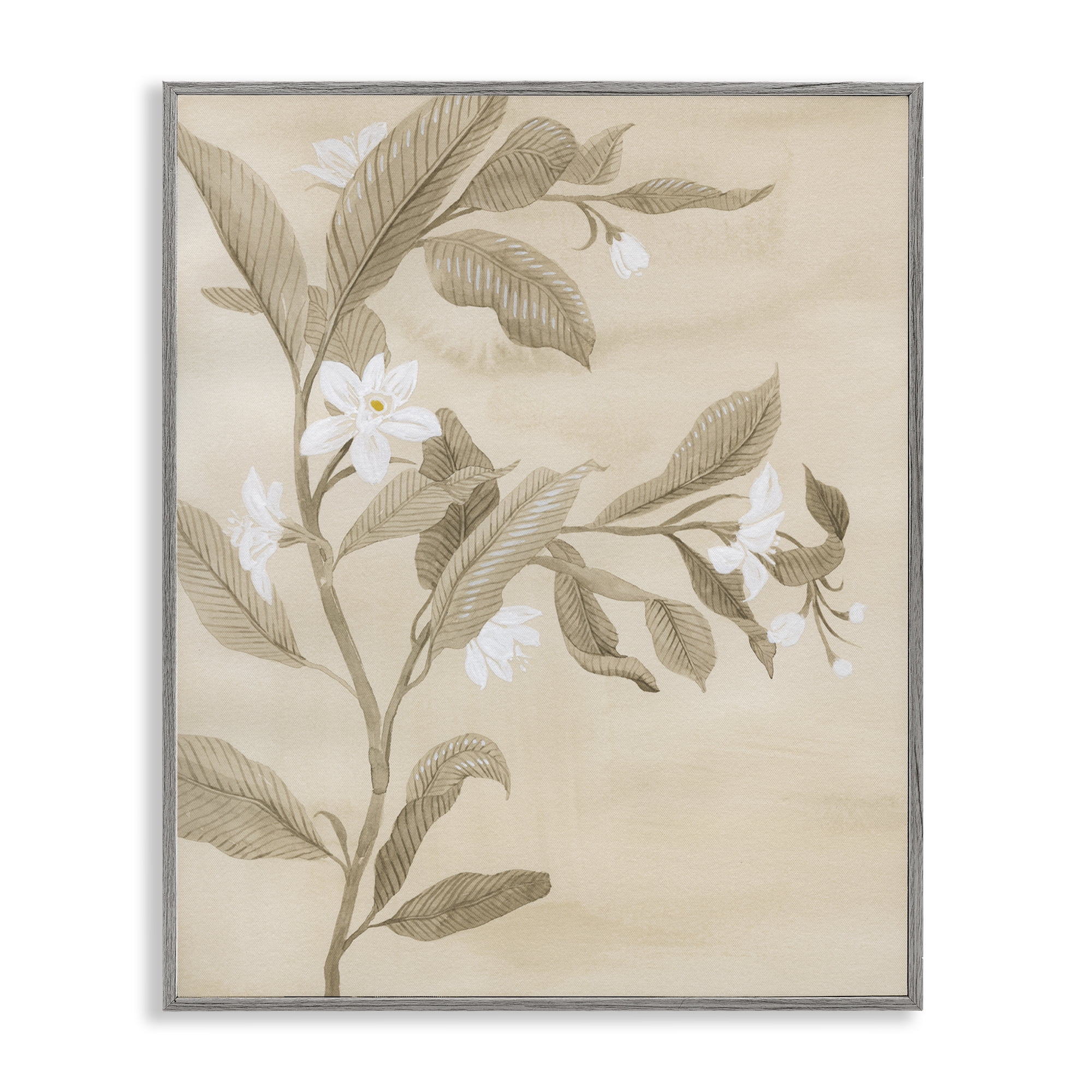 Stupell Industries Traditional White Daffodils Plants & Flowers Painting Gray Framed Art Print Wall Art, 16 x 20