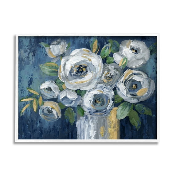 Stupell Industries Traditional White Peonies Flower Bouquet Painting White Framed Art Print Wall Art, 20x16, by Nan