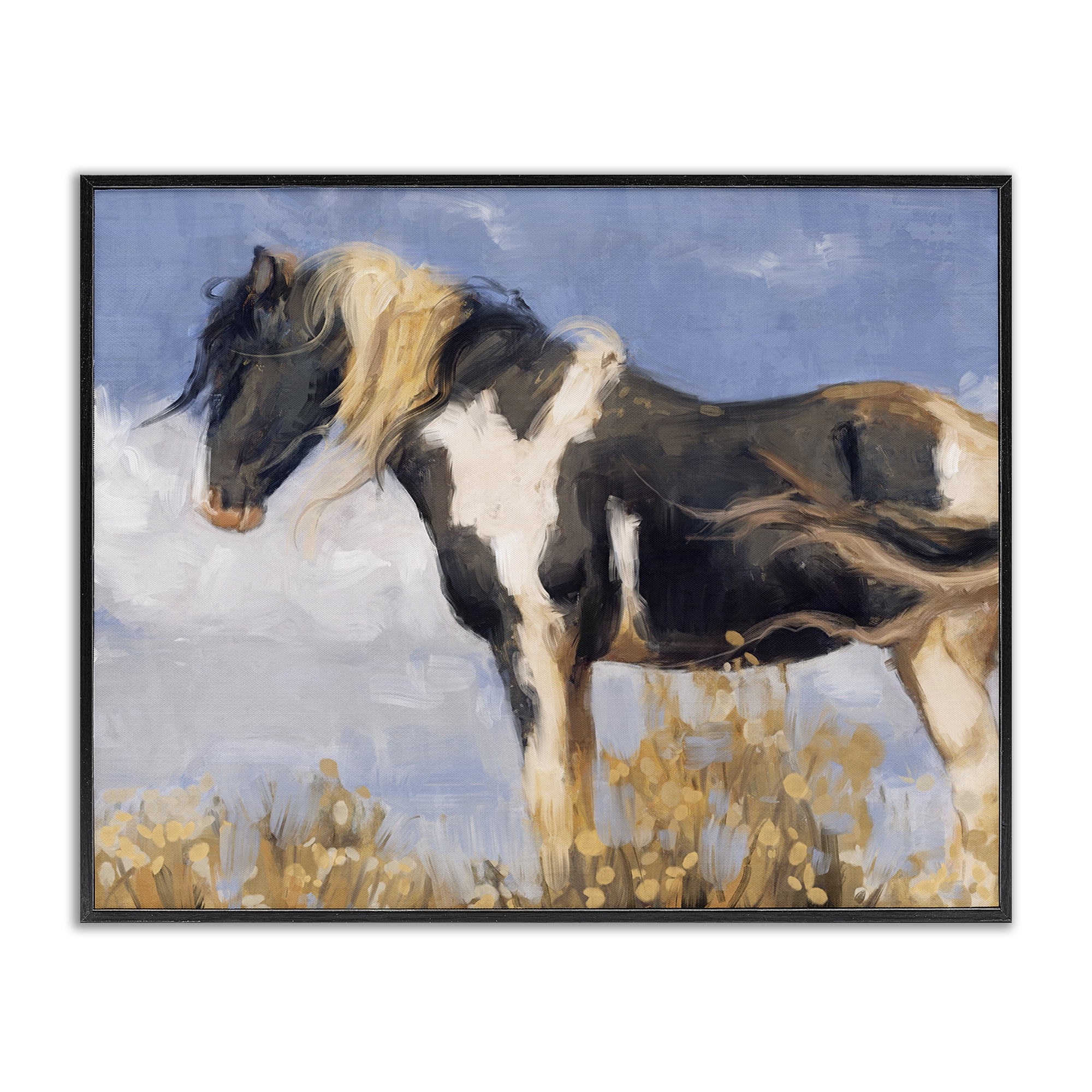 Stupell Industries Traditional Windswept Stallion Animals & Insects Painting Black Framed Art Print Wall Art, 20 x 16