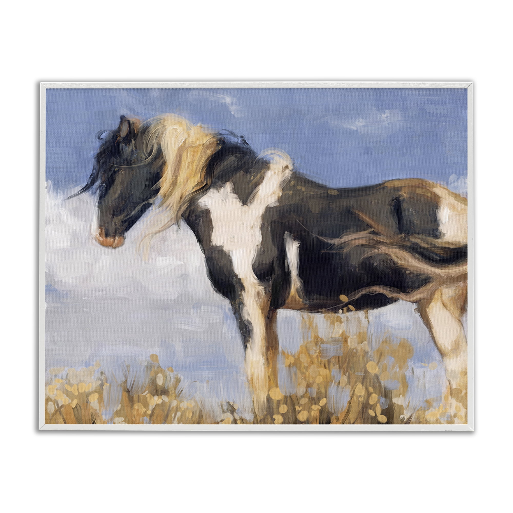 Stupell Industries Traditional Windswept Stallion Animals & Insects Painting White Framed Art Print Wall Art, 30 x 24
