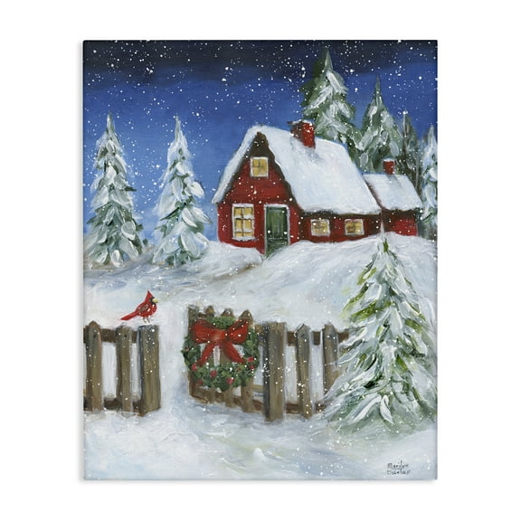 Stupell Industries Traditional Winter Scene Holiday Painting Gallery Wrapped Canvas Art Prints Wall Art, 16 x 20