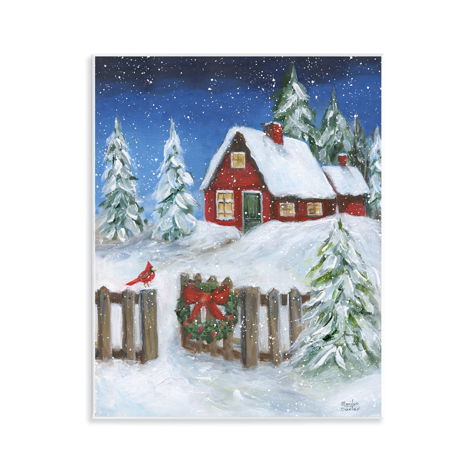 Stupell Industries Traditional Winter Scene Holiday Painting Unframed Art Prints Wall Art, 11 x 14