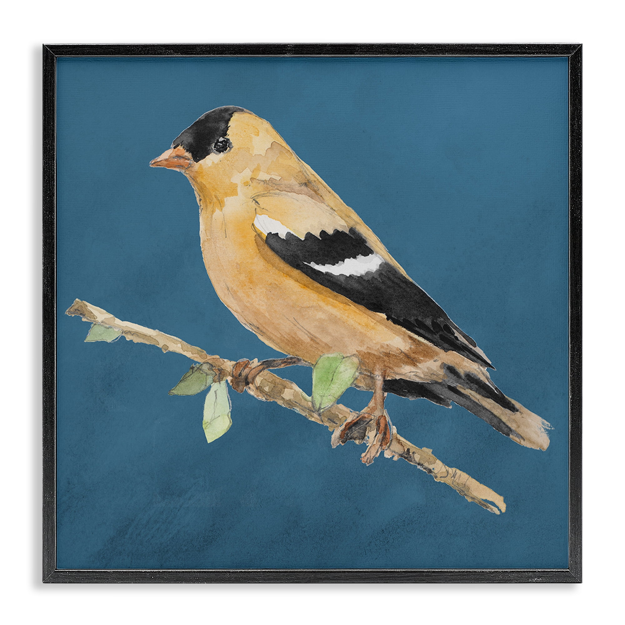 Stupell Industries Traditional Yellow Bird Animals & Insects Painting Black Framed Art Print Wall Art, 24 x 24