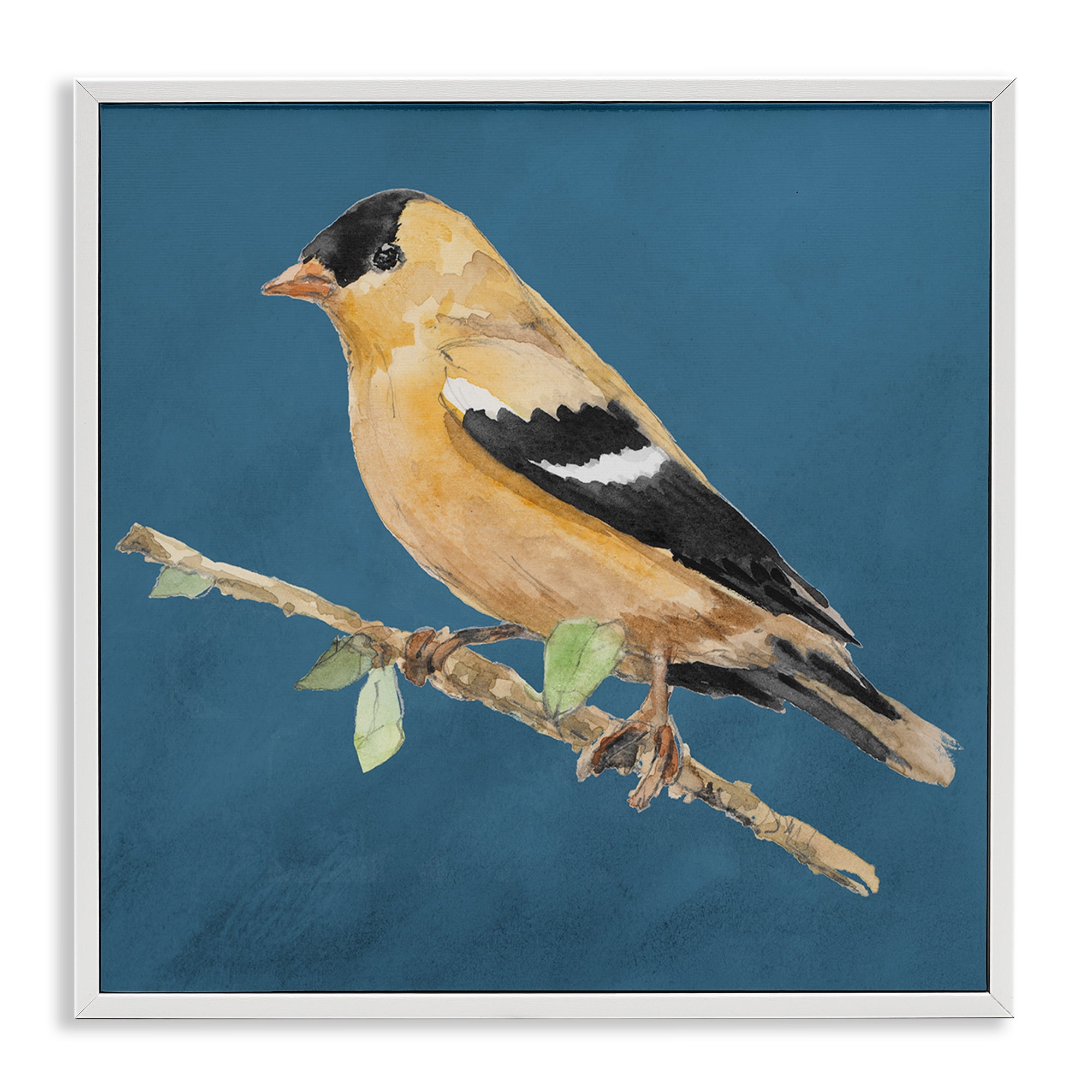 Stupell Industries Traditional Yellow Bird Animals & Insects Painting White Framed Art Print Wall Art, 12 x 12