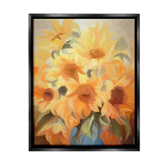 Stupell Industries Traditional Yellow Blooms Botanical & Floral Painting Black Floater Framed Canvas Art Print Wall Art, 17 x 21