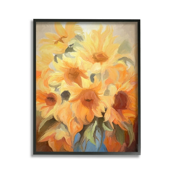 Stupell Industries Traditional Yellow Blooms Botanical & Floral Painting Black Framed Art Print Wall Art, 11 x 14