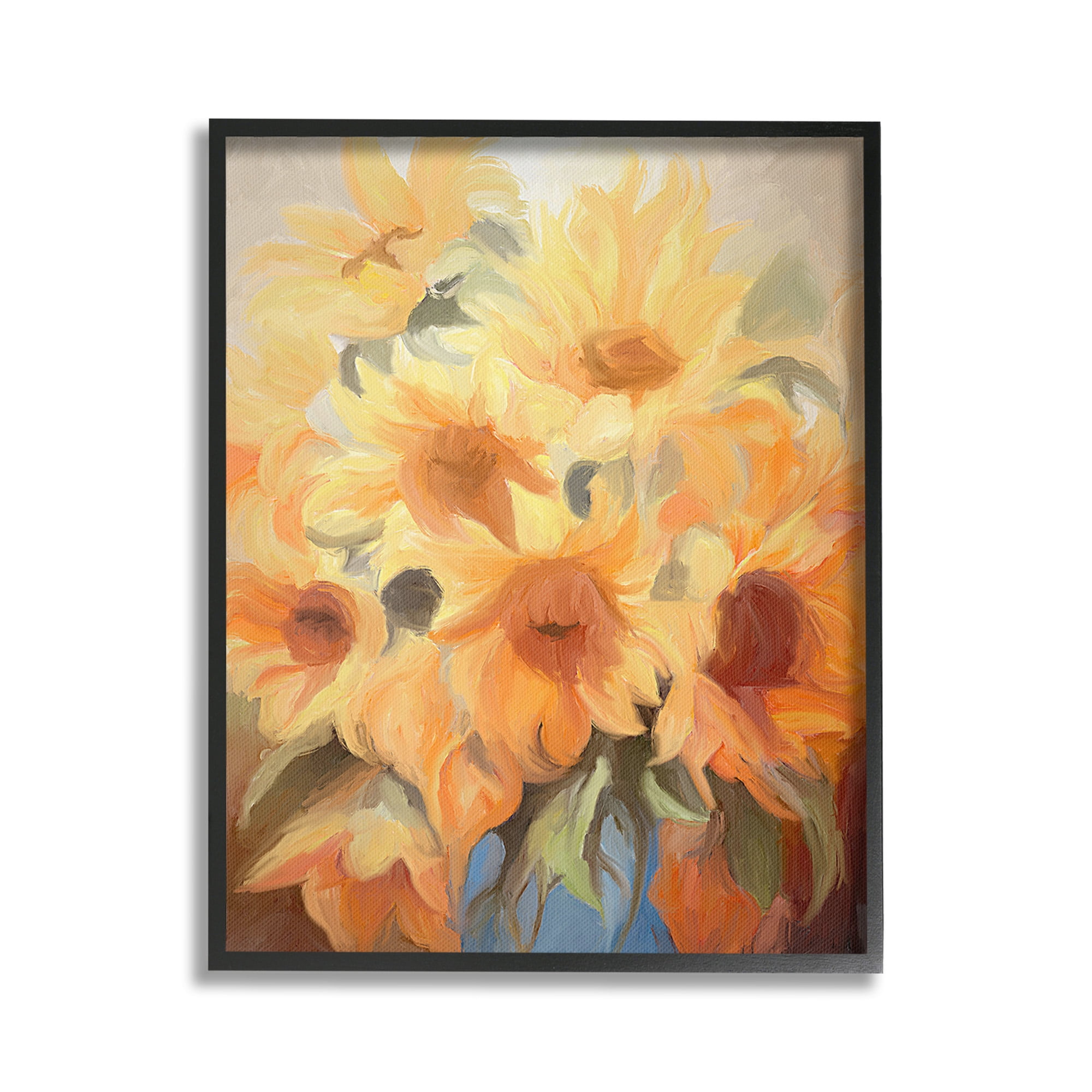 Stupell Industries Traditional Yellow Blooms Botanical & Floral Painting Black Framed Art Print Wall Art, 16 x 20