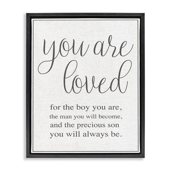 Stupell Industries Traditional You Are Loved Black Floating Frame Canvas Art, 17 x 21, by Lil' Rue