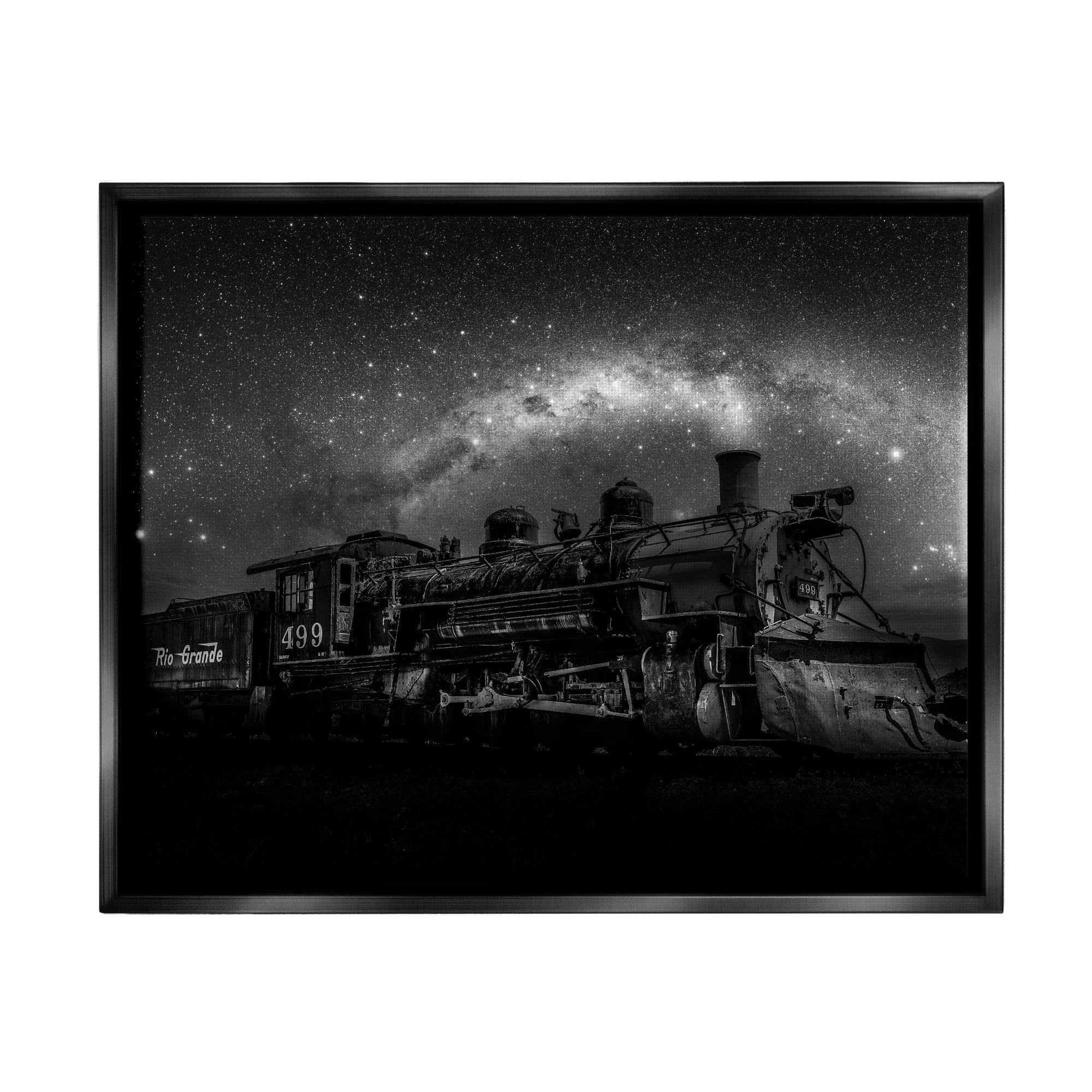 Stupell Industries Train & Night Sky Transportation Painting Black Floater Framed Canvas Art Print Wall Art, 31 x 25