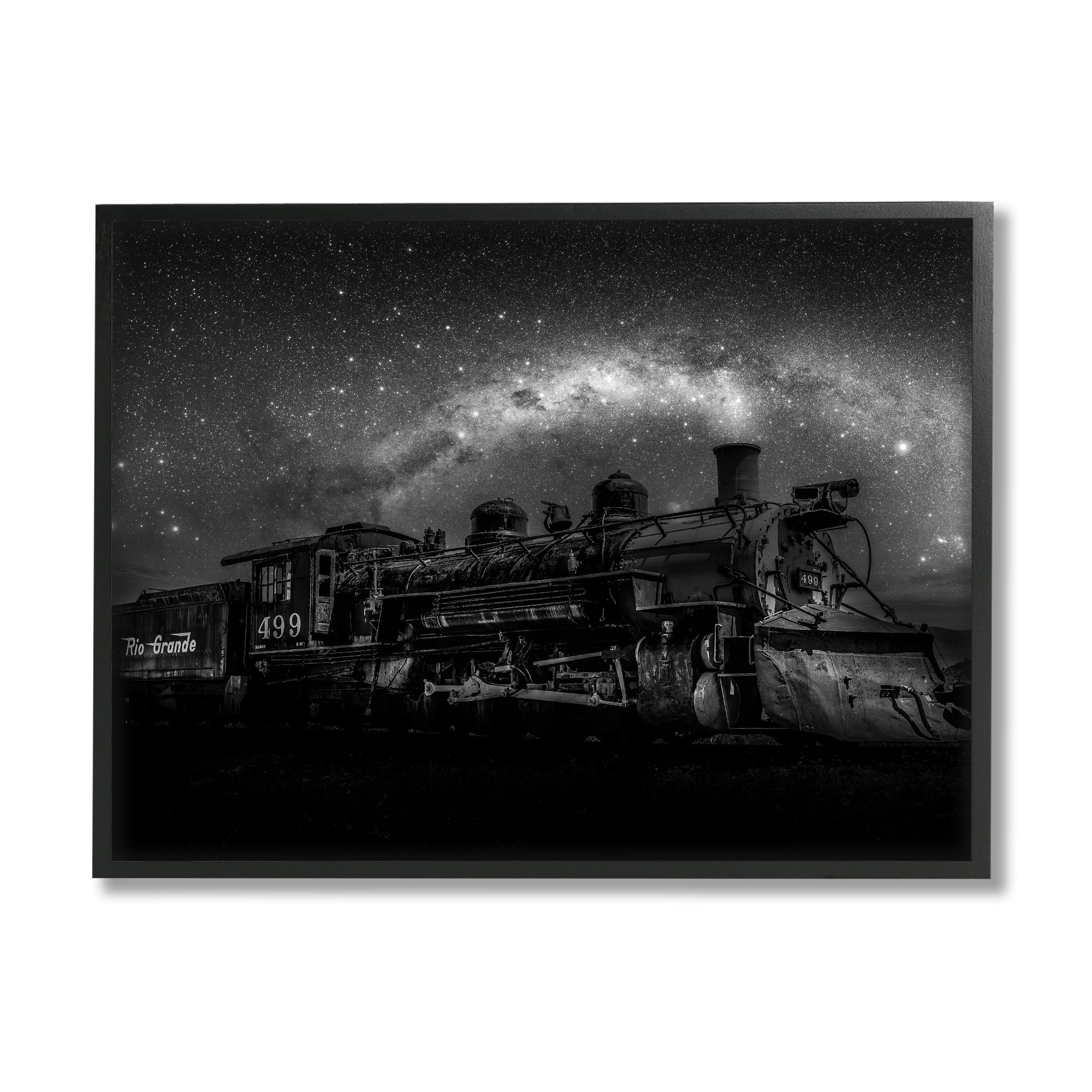 Stupell Industries Train & Night Sky Transportation Painting Black Framed Art Print Wall Art, 20 x 16