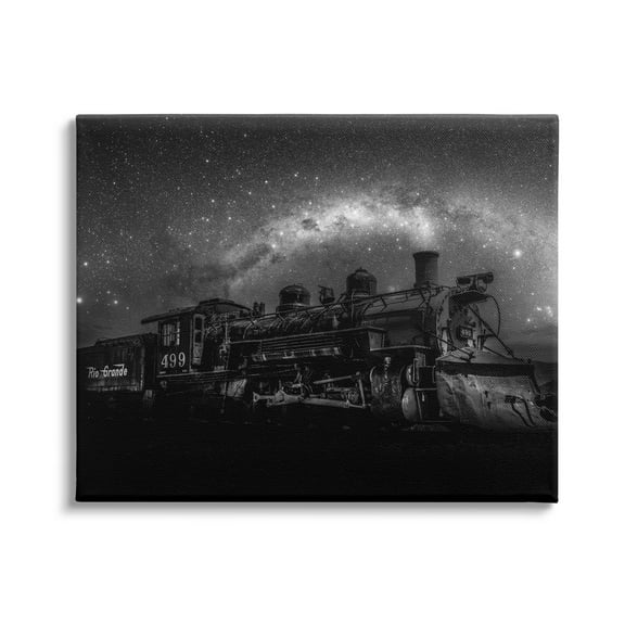 Stupell Industries Train & Night Sky Transportation Painting Gallery Wrapped Canvas Art Print Wall Art, 20 x 16