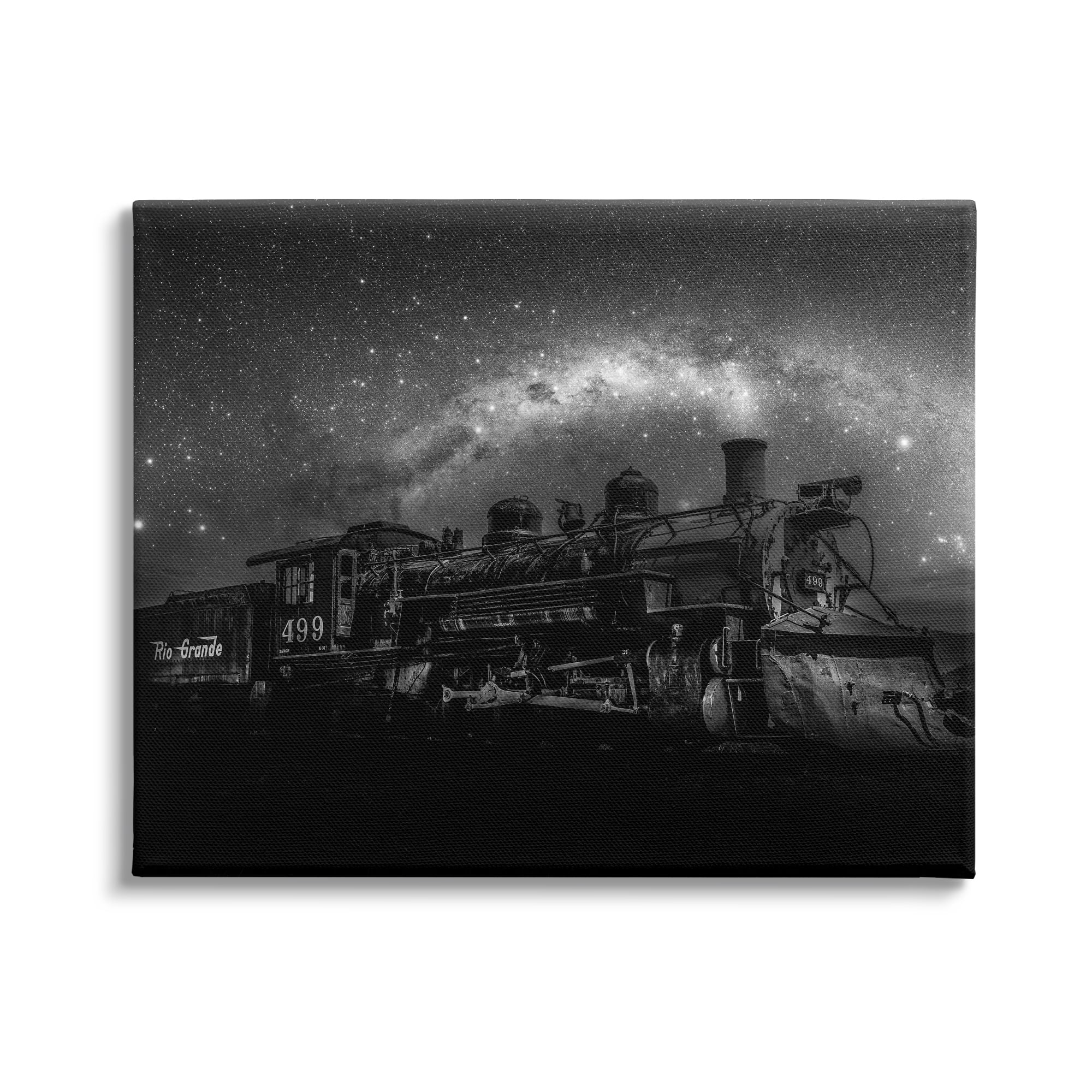 Stupell Industries Train & Night Sky Transportation Painting Gallery Wrapped Canvas Art Print Wall Art, 40 x 30
