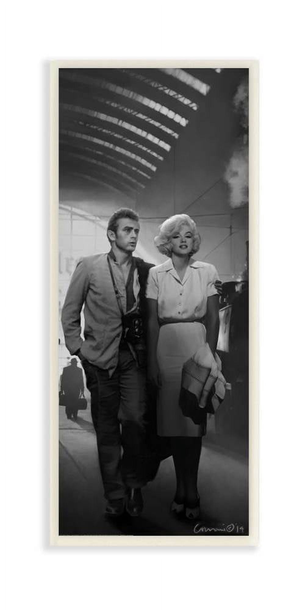 Stupell Industries Train Station Vintage Black And White Hollywood Movie Star Classic Illustration Wall Plaque by Jadei Graphics