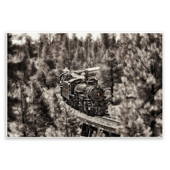 Stupell Industries Train on Curving Path Transportation Photography Unframed Art Print Wall Art, 15 x 10