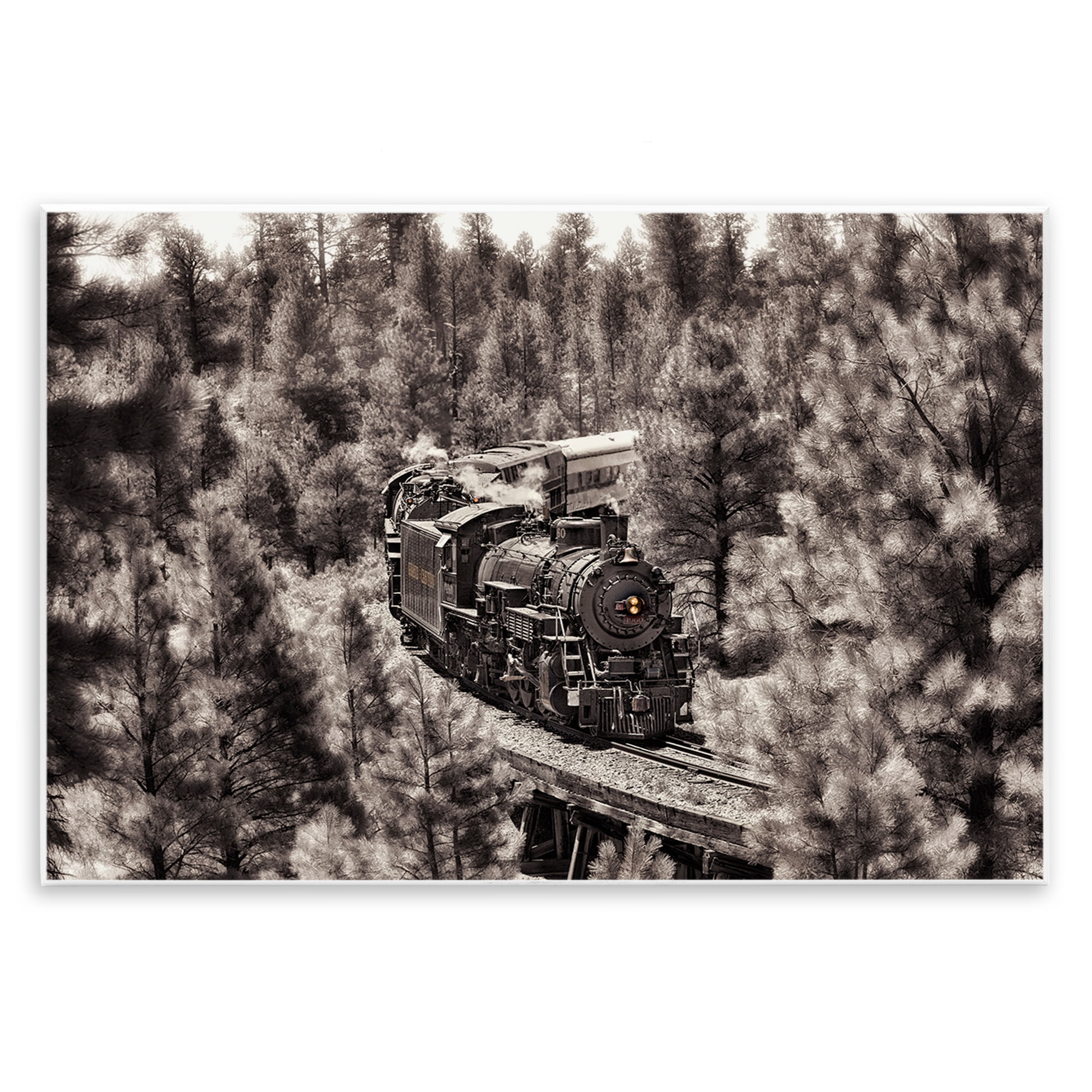 Stupell Industries Train on Curving Path Transportation Photography Unframed Art Print Wall Art, 19 x 13