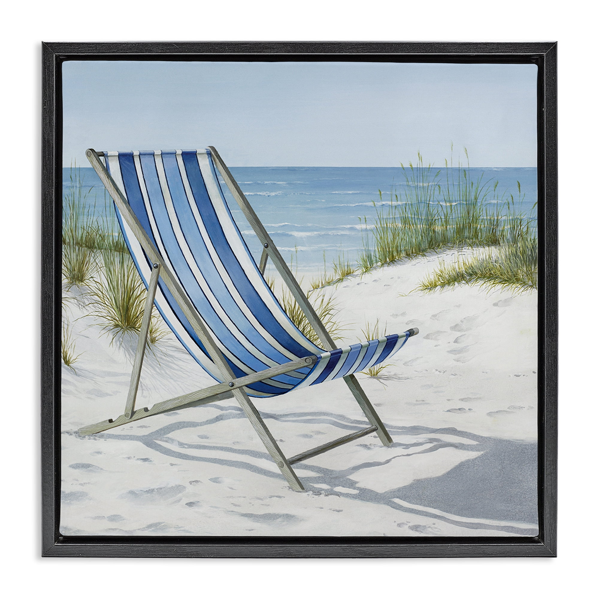 Stupell Industries Tranquil Beach Chair Landscape Painting Black ...