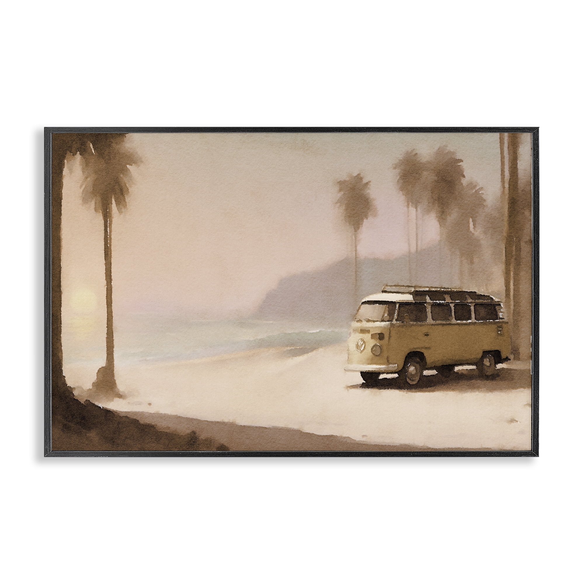 Stupell Industries Tranquil Beach Day Nautical & Beach Painting Black Framed Art Print Wall Art, 18 x 12