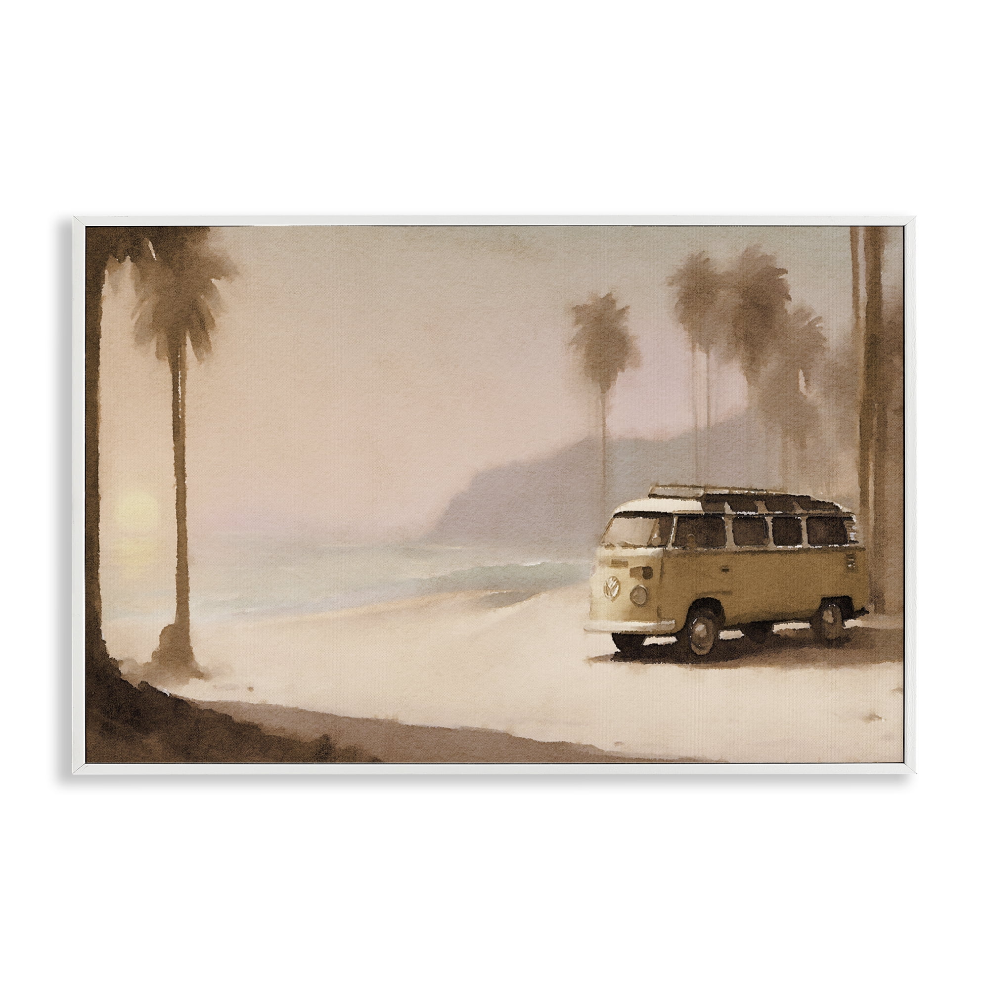 Stupell Industries Tranquil Beach Day Nautical & Beach Painting White Framed Art Print Wall Art, 18 x 12
