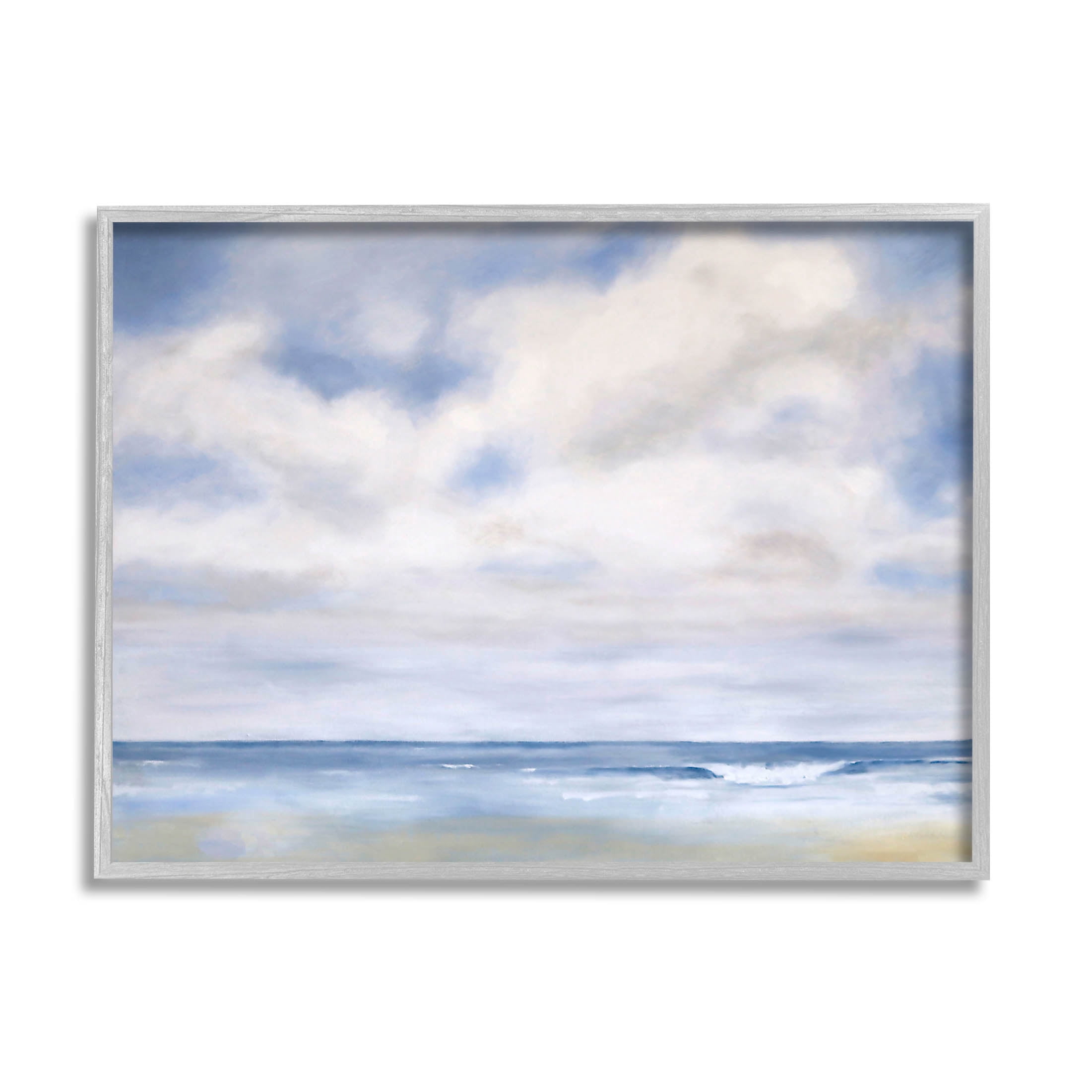 Stupell Industries Tranquil Beach Waves Ocean Scenery Painting Gray Framed Art Print Wall Art, Design by Catherine Andersen