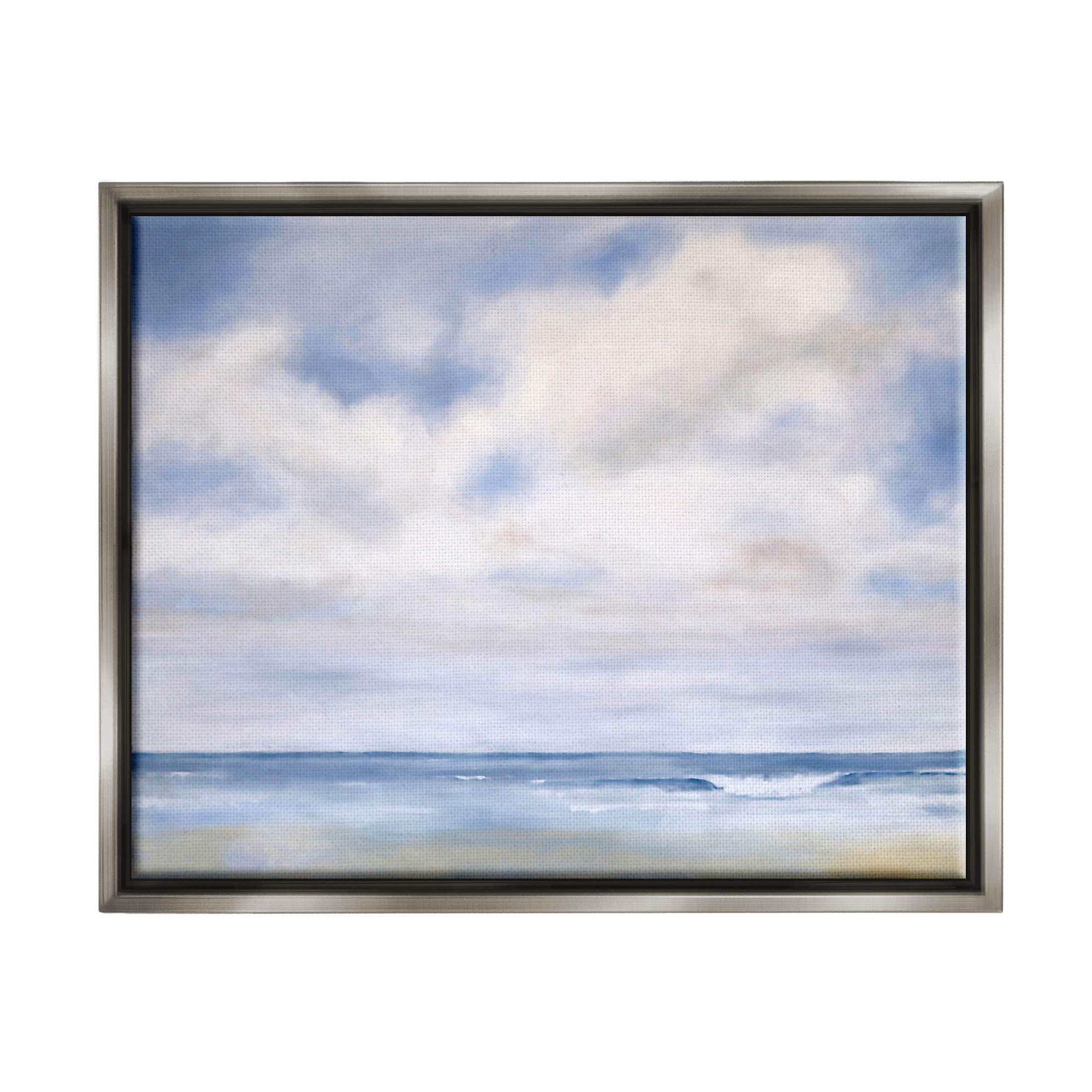 Stupell Industries Tranquil Beach Waves Ocean Scenery Painting Luster Gray Floating Framed Canvas Print Wall Art, Design by Catherine Andersen