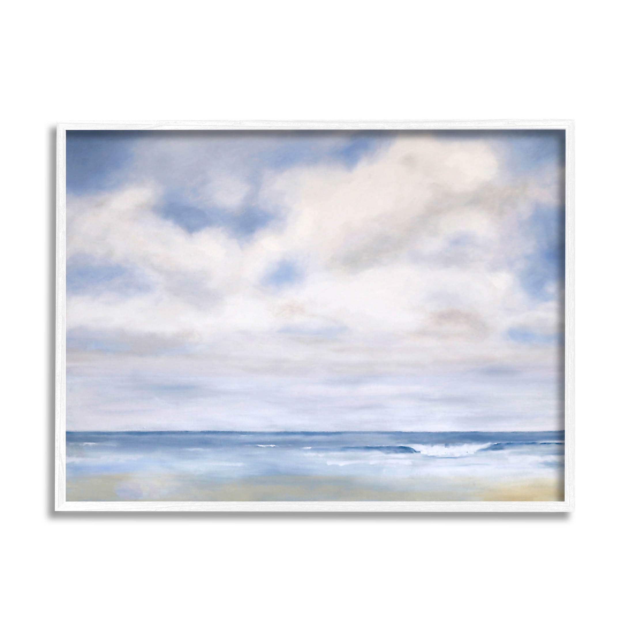 Stupell Industries Tranquil Beach Waves Ocean Scenery Painting White Framed Art Print Wall Art, Design by Catherine Andersen