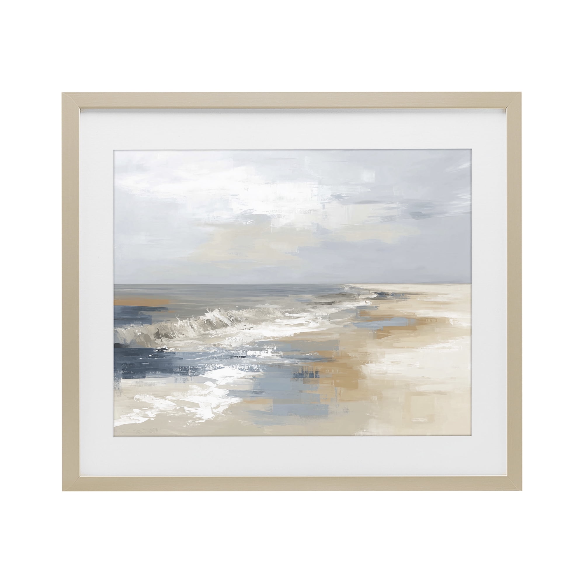 Stupell Industries Tranquil Beach in Neutrals Birch Framed Print Under Glass, design by Kim Curinga