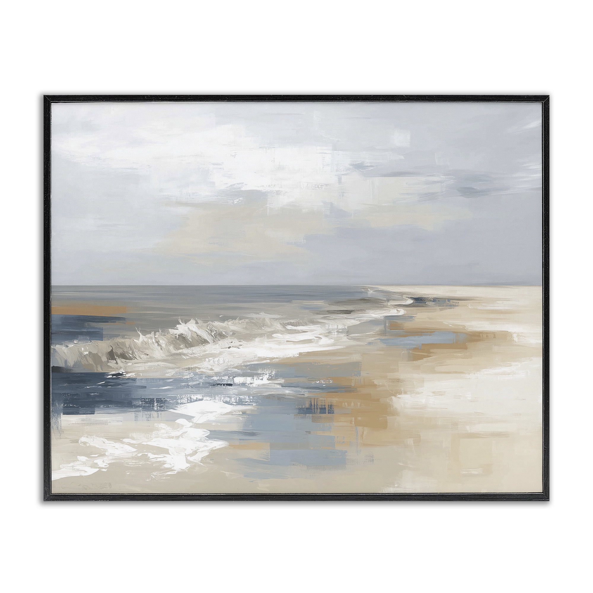 Stupell Industries Tranquil Beach in Neutrals Black Framed Giclee Art, design by Kim Curinga