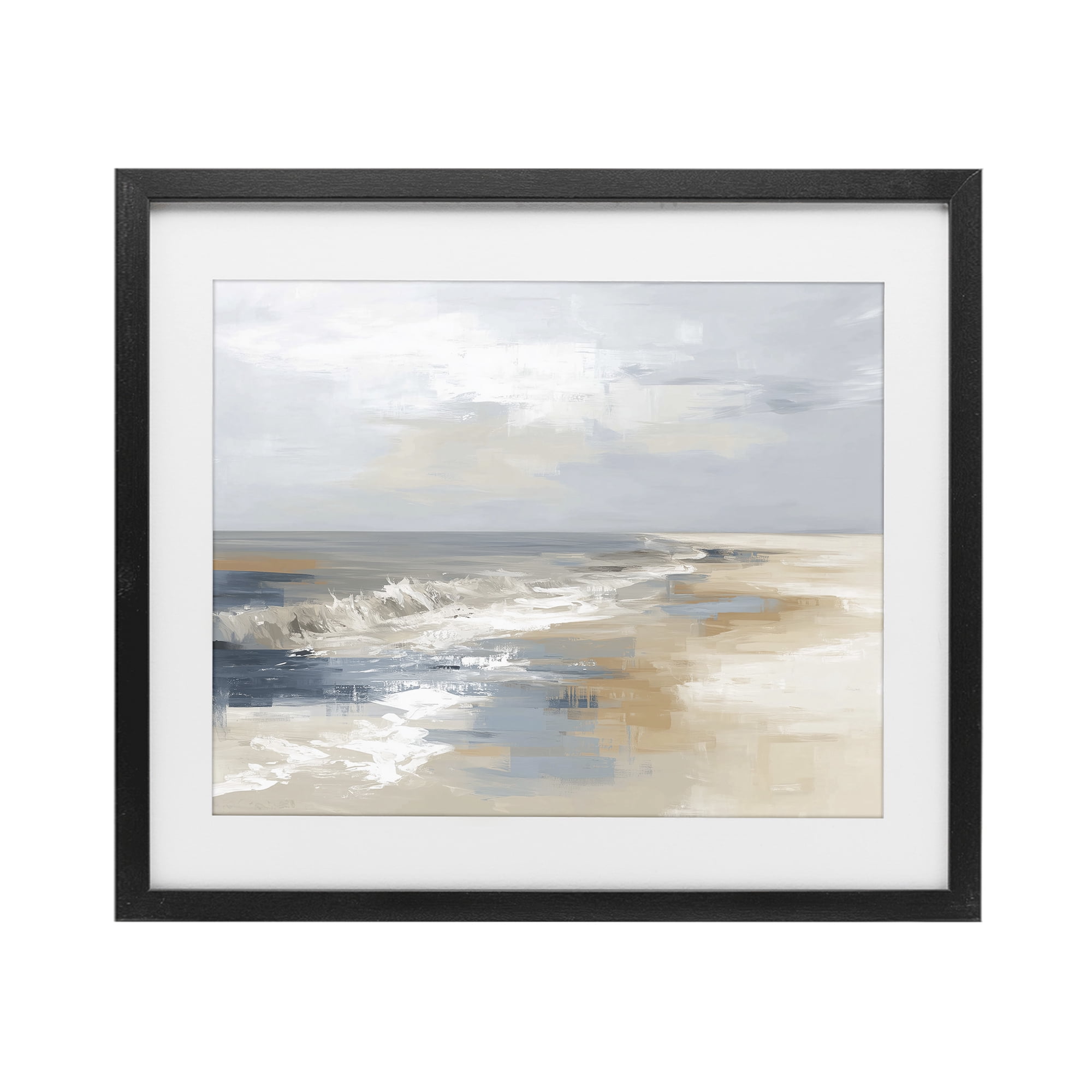Stupell Industries Tranquil Beach in Neutrals Black Framed Print Under Glass, design by Kim Curinga