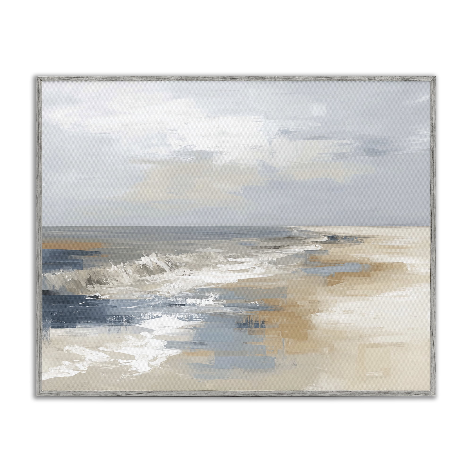 Stupell Industries Tranquil Beach in Neutrals Gray Framed Giclee Art, design by Kim Curinga