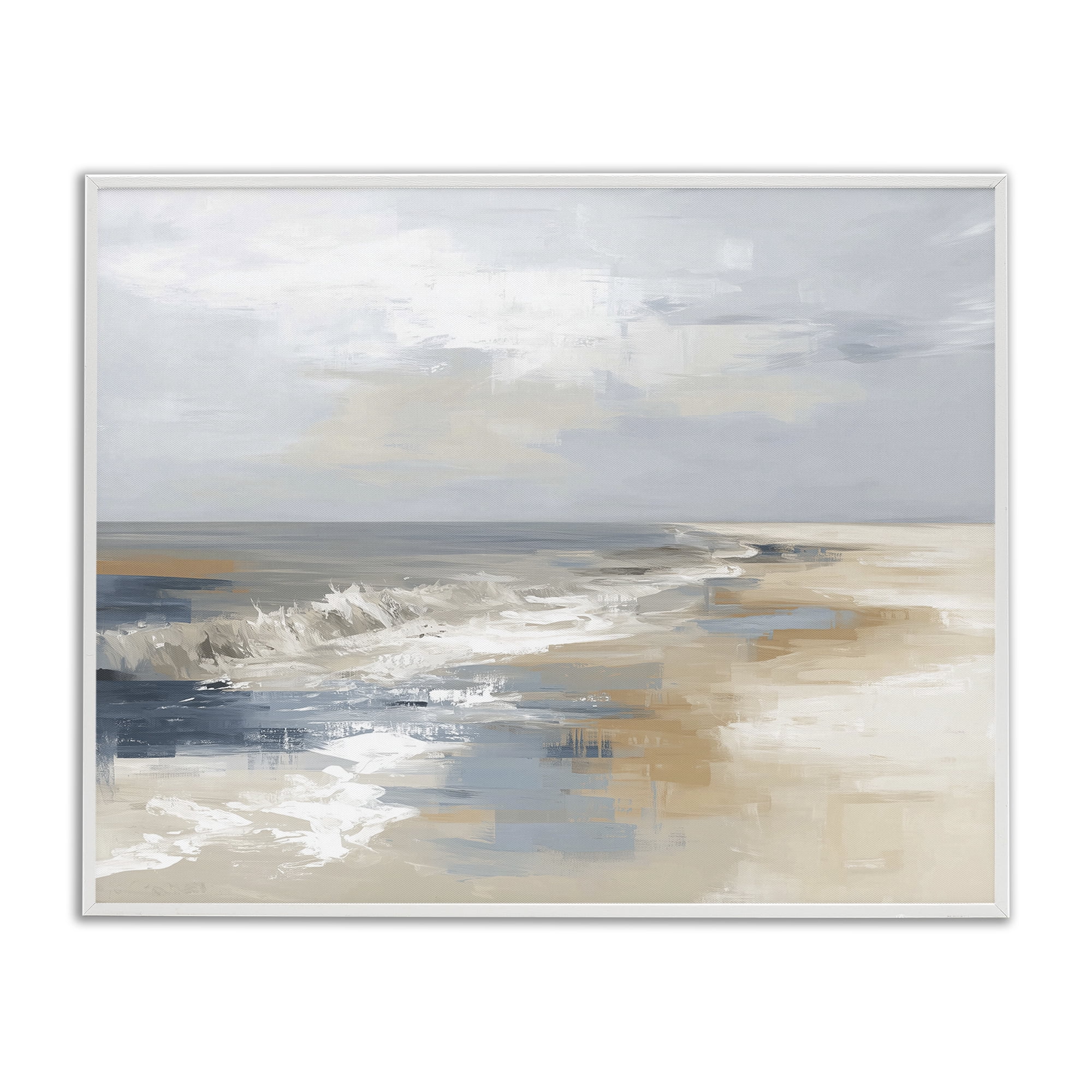 Stupell Industries Tranquil Beach in Neutrals White Framed Giclee Art, design by Kim Curinga