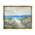 thumbnail image 1 of Stupell Industries Tranquil Beachside Flower Meadow Ocean Sailboats Scene Painting Metallic Gold Floating Framed Canvas Print Wall Art, Design by Nan, 1 of 5