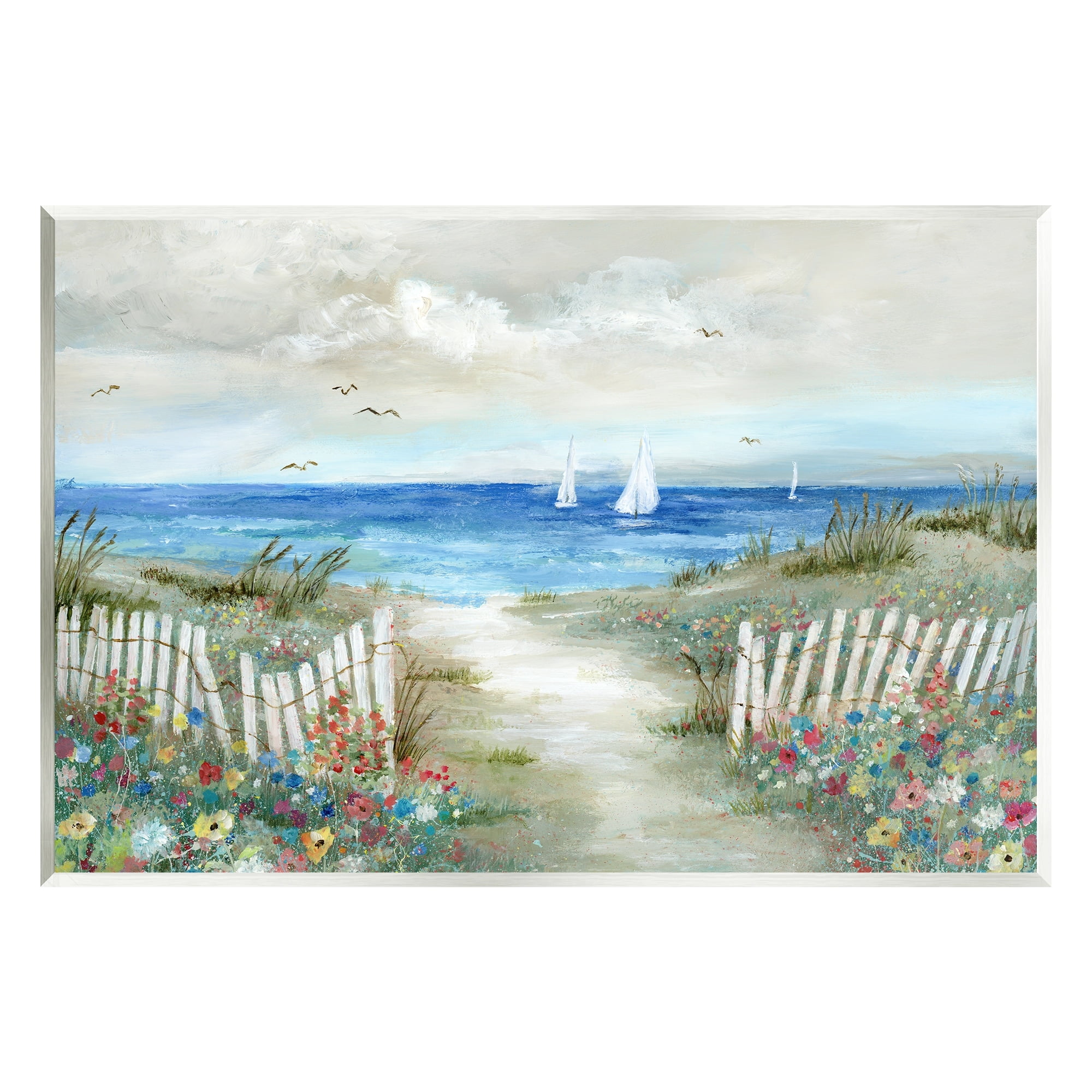 Stupell Industries Nautical Beach Boat Scene Painting Unframed Wall Art ...