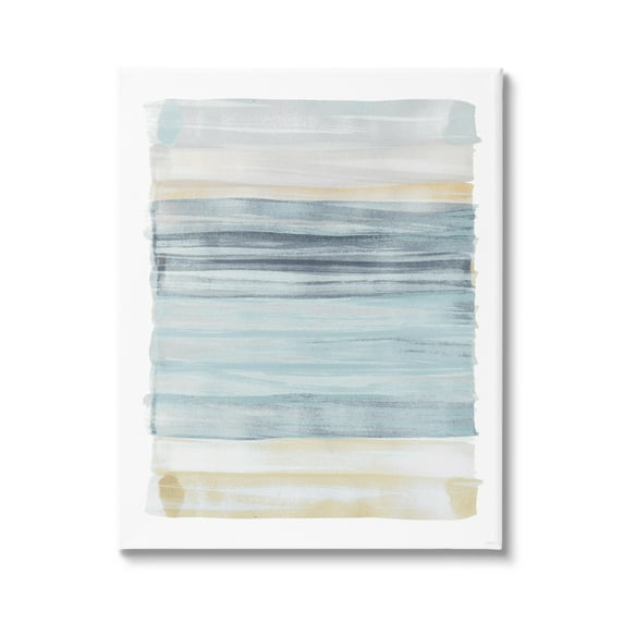 Stupell Industries Tranquil Blue Beige Stripes Pattern Casual Painting Canvas Wall Art, 16 x 20, Design by Dan Meneely