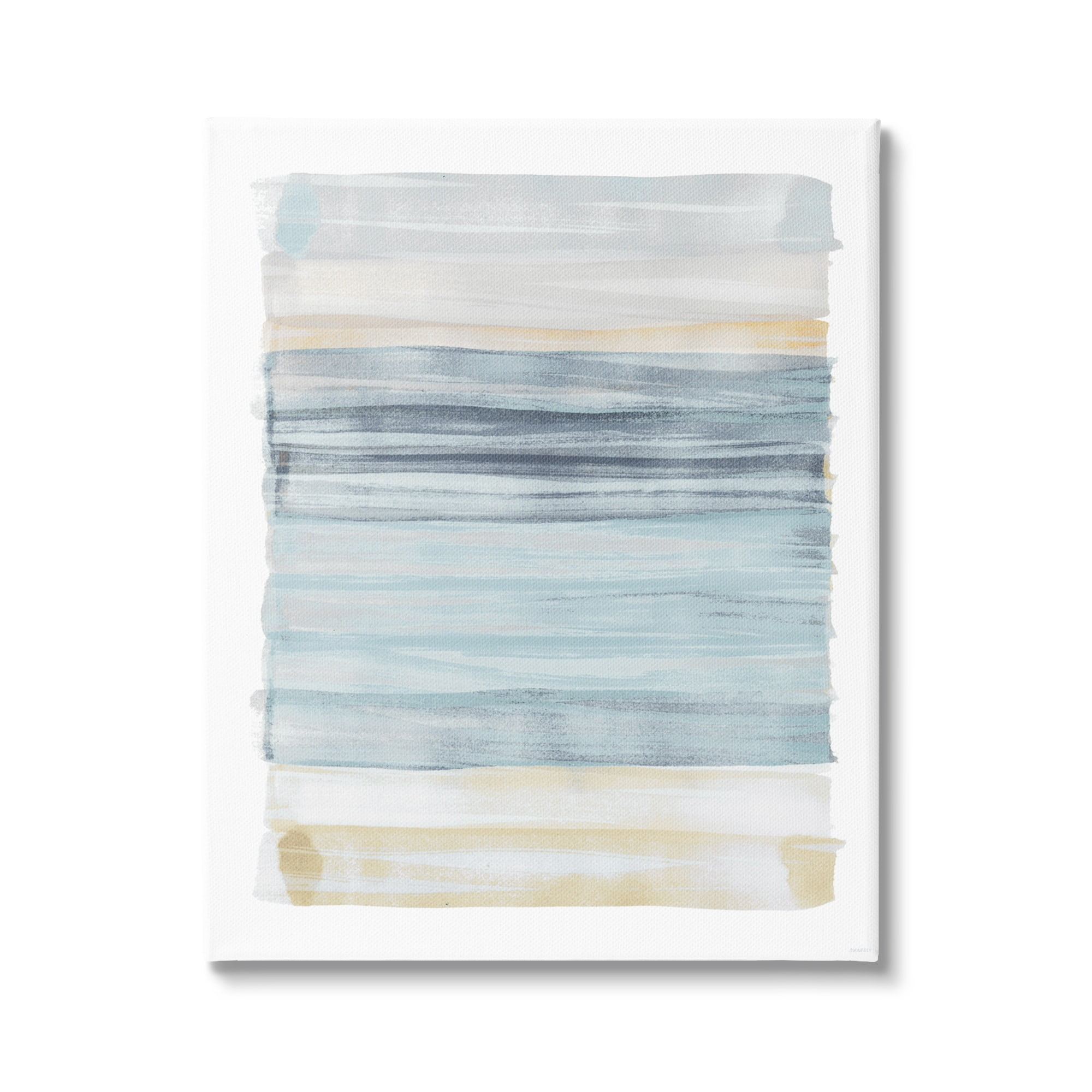 Stupell Industries Tranquil Blue Beige Stripes Pattern Casual Painting Canvas Wall Art, 24 x 30, Design by Dan Meneely