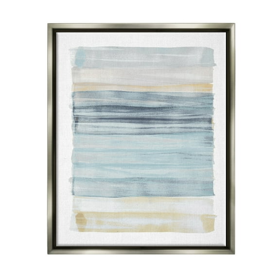 Stupell Industries Tranquil Blue Beige Stripes Pattern Casual Painting Luster Gray Framed Floating Canvas Wall Art, 16x20, by Dan Meneely