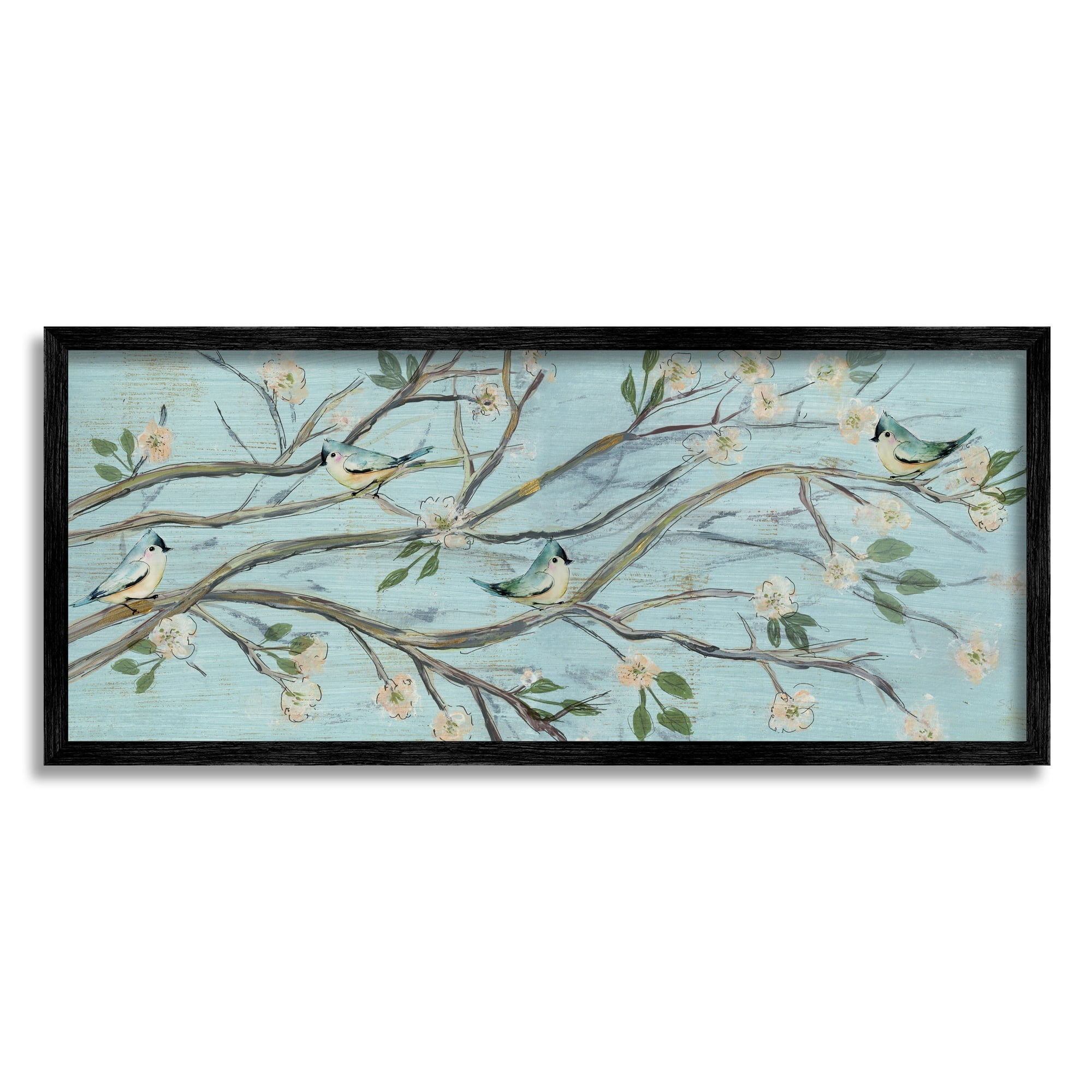 Stupell Industries Tranquil Blue Birds Cherry Blossom Tree Branch , 24 x 10, Design by Susan Jill