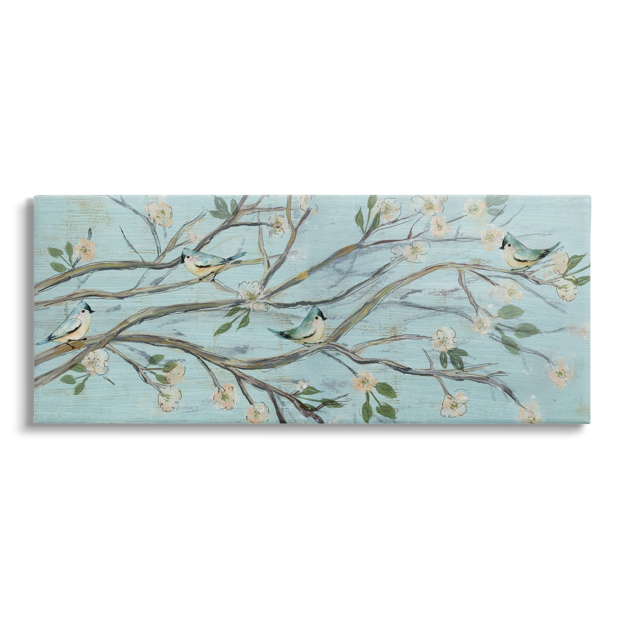 Stupell Industries Tranquil Blue Birds Cherry Blossom Tree Branch , 24 x 10, Design by Susan Jill
