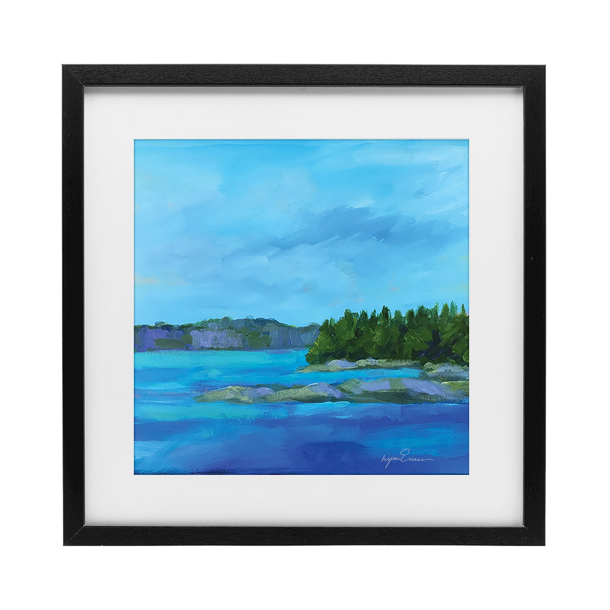 Stupell Industries Tranquil Blue Cove Black Framed Print Under Glass, design by Lynn Ericson Fine Art