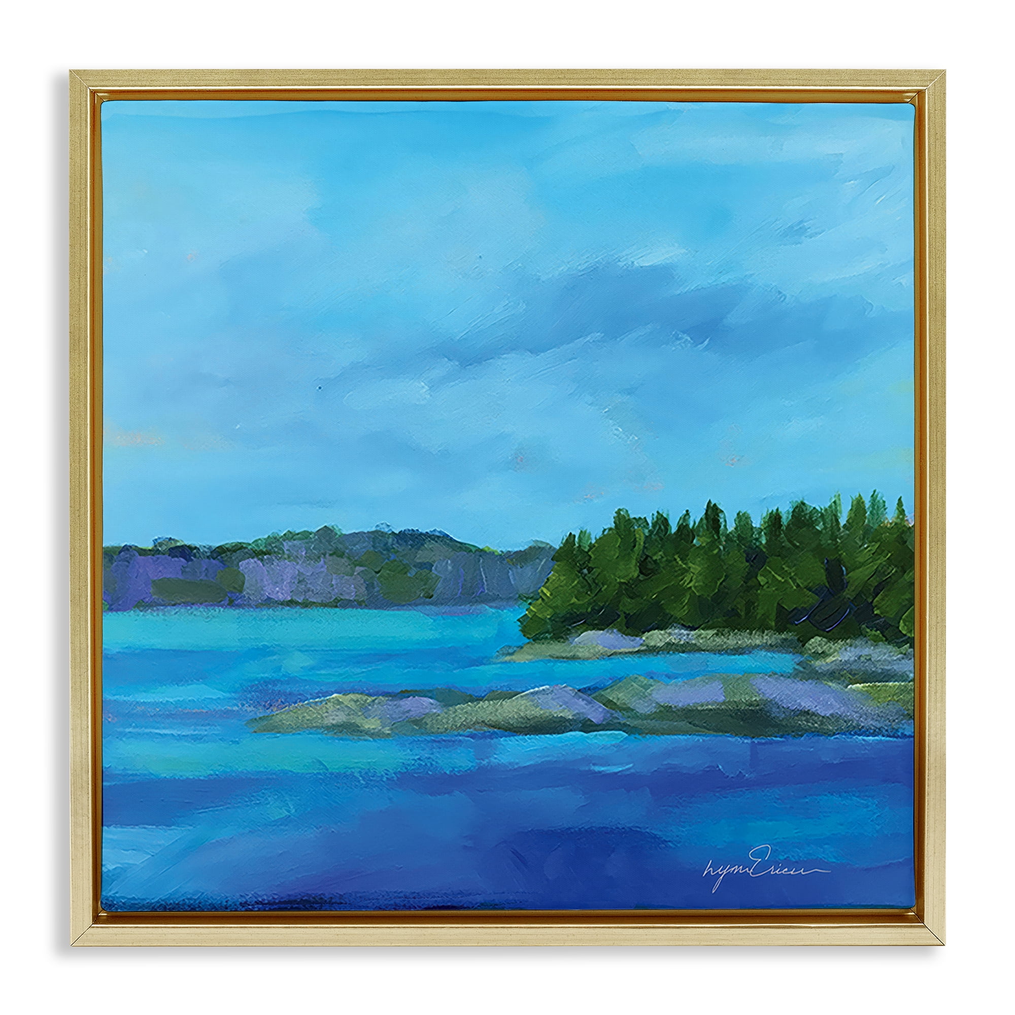 Stupell Industries Tranquil Blue Cove Gold Framed Floater Canvas Wall Art, design by Lynn Ericson Fine Art