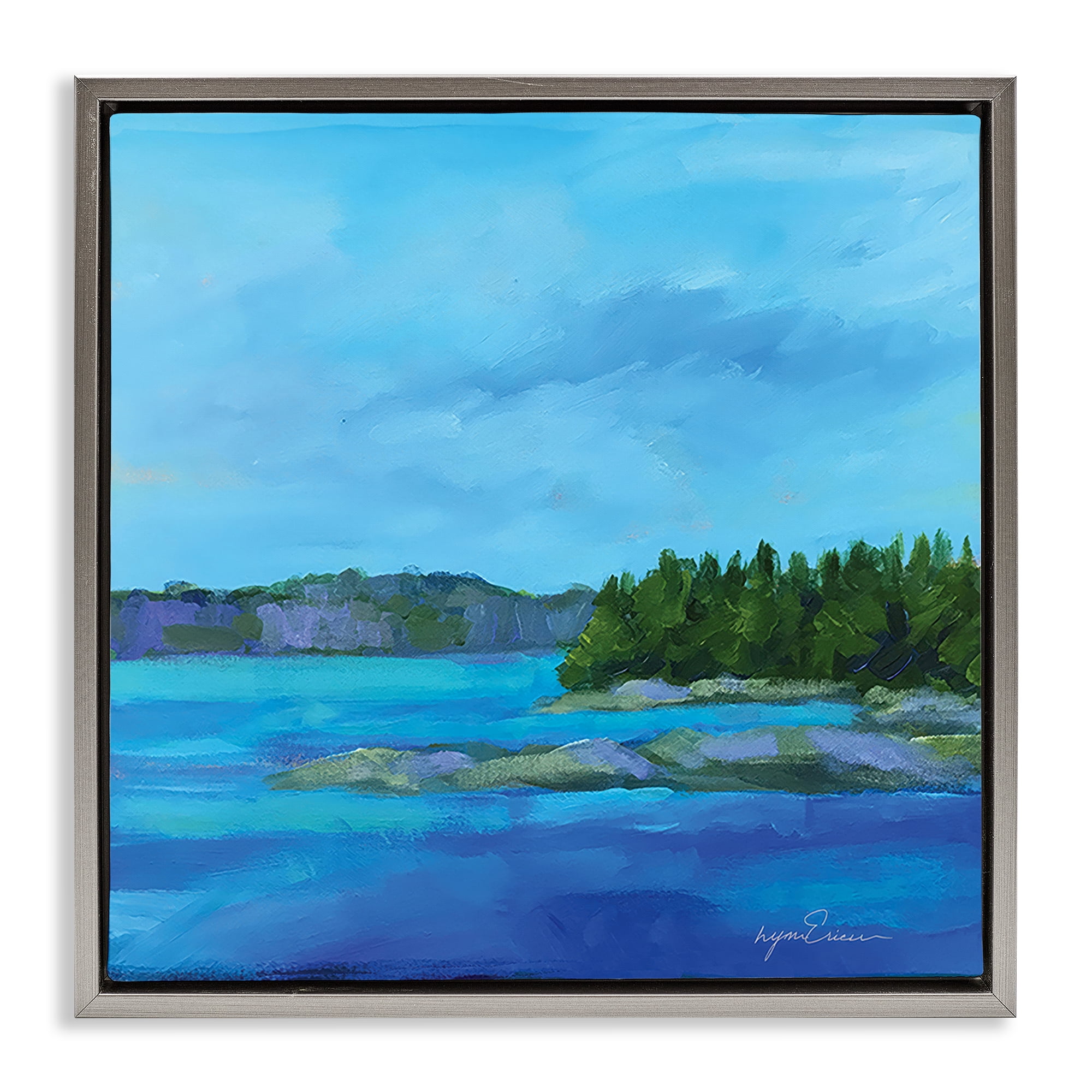 Stupell Industries Tranquil Blue Cove Gray Framed Floater Canvas Wall Art, design by Lynn Ericson Fine Art