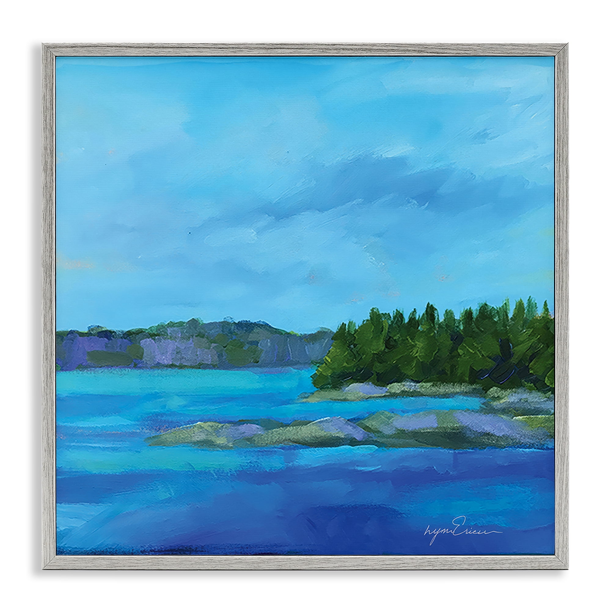 Stupell Industries Tranquil Blue Cove Gray Framed Giclee Art, design by Lynn Ericson Fine Art