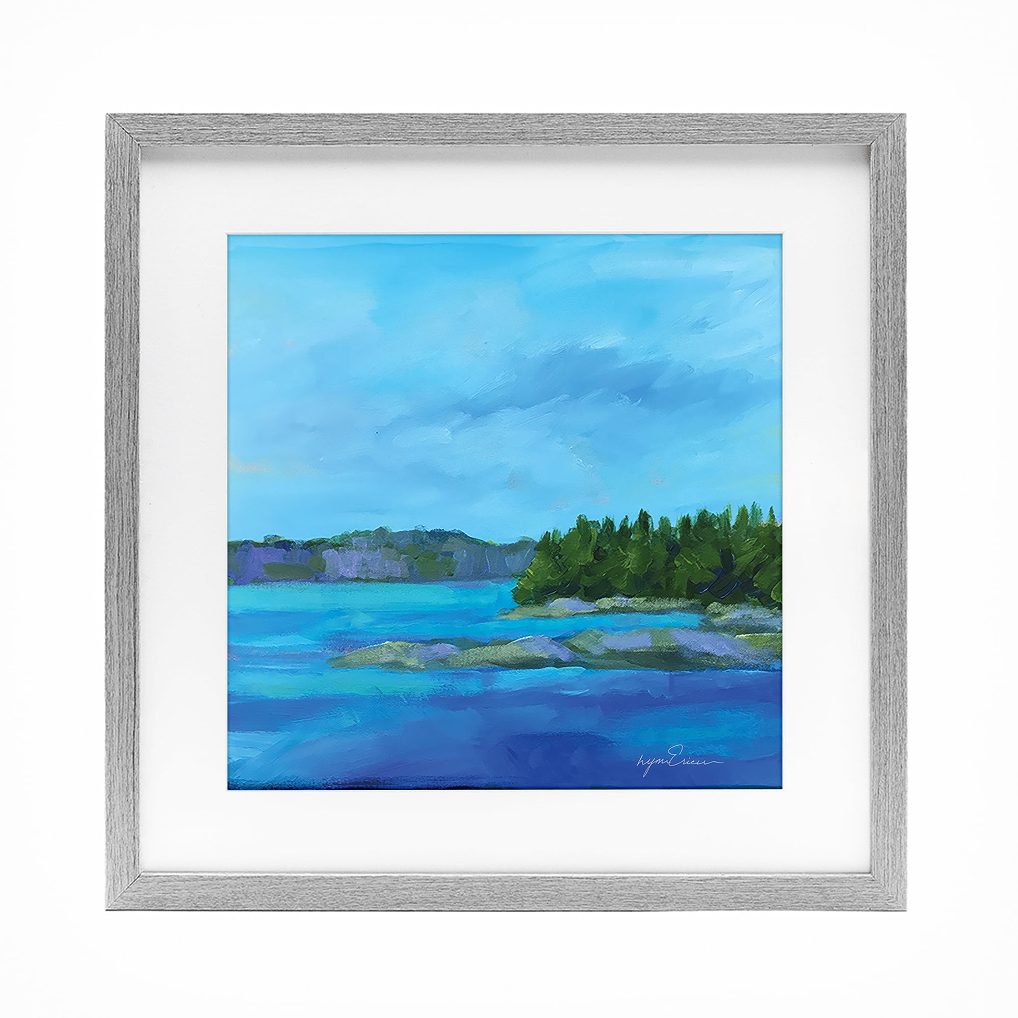 Stupell Industries Tranquil Blue Cove Gray Framed Print Under Glass, design by Lynn Ericson Fine Art