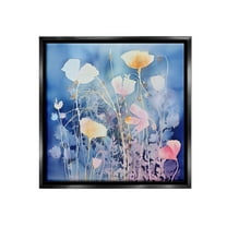 Stupell Industries Tranquil Blue Florals Botanical & Floral Painting Black Floater Framed Canvas Art Print Wall Art, 18 x 18