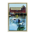 thumbnail image 1 of Stupell Industries Tranquil Boat Harbor Landscape & Nature Painting Gold Floater Framed Canvas Art Print Wall Art, 17 x 25, 1 of 10