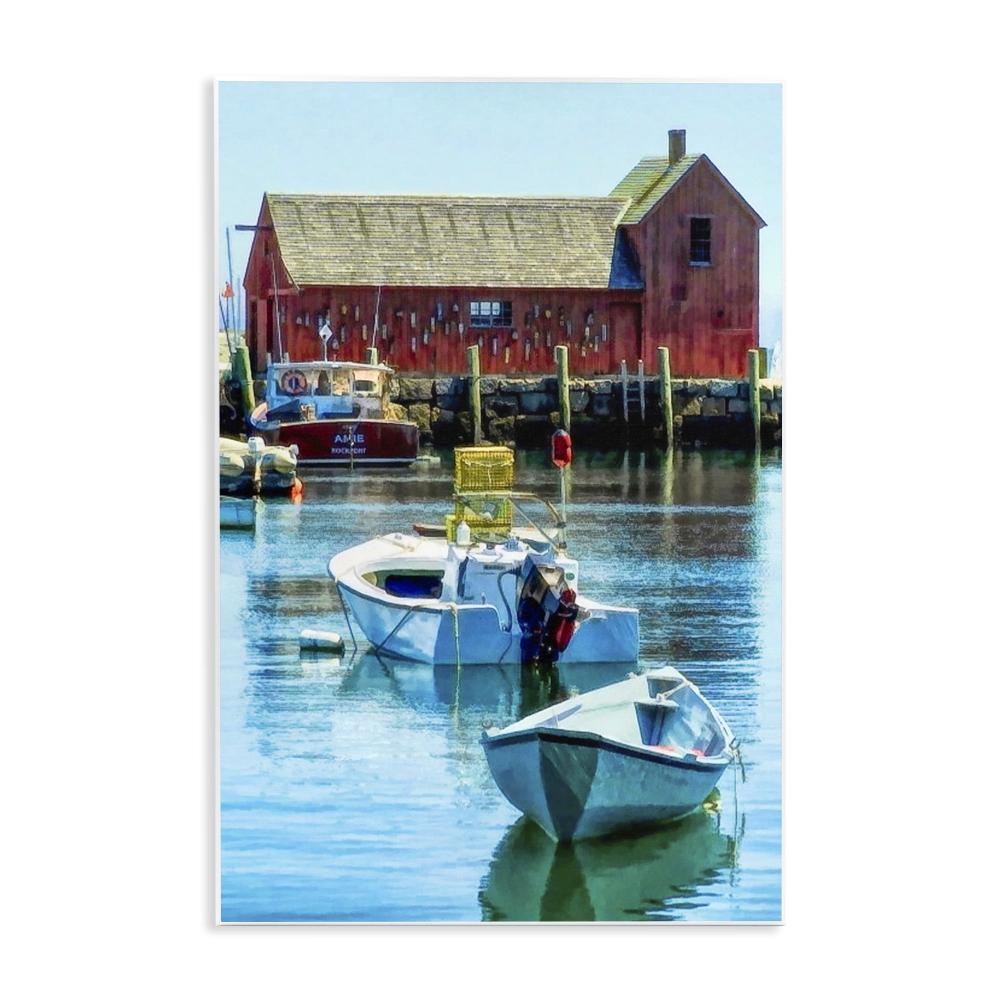 Stupell Industries Tranquil Boat Harbor Landscape & Nature Painting Unframed Art Print Wall Art, 13 x 19