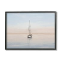 Stupell Industries Tranquil Boat Sunset Reflection Graphic Art Black Framed Art Print Wall Art, Design by Elizabeth Medley