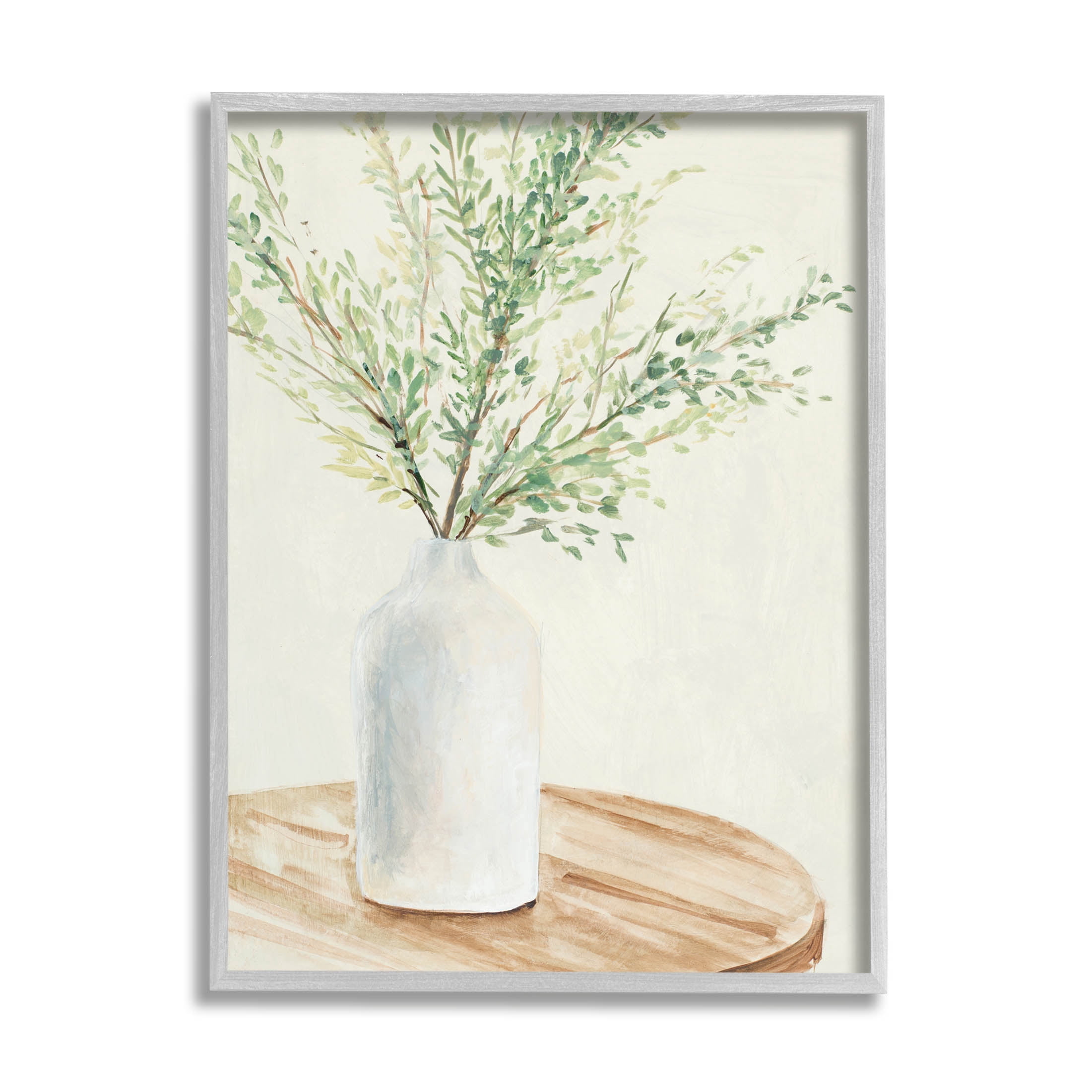 Stupell Industries Tranquil Botanical Still Life Painting Gray Framed Art Print Wall Art, Design by Lanie Loreth