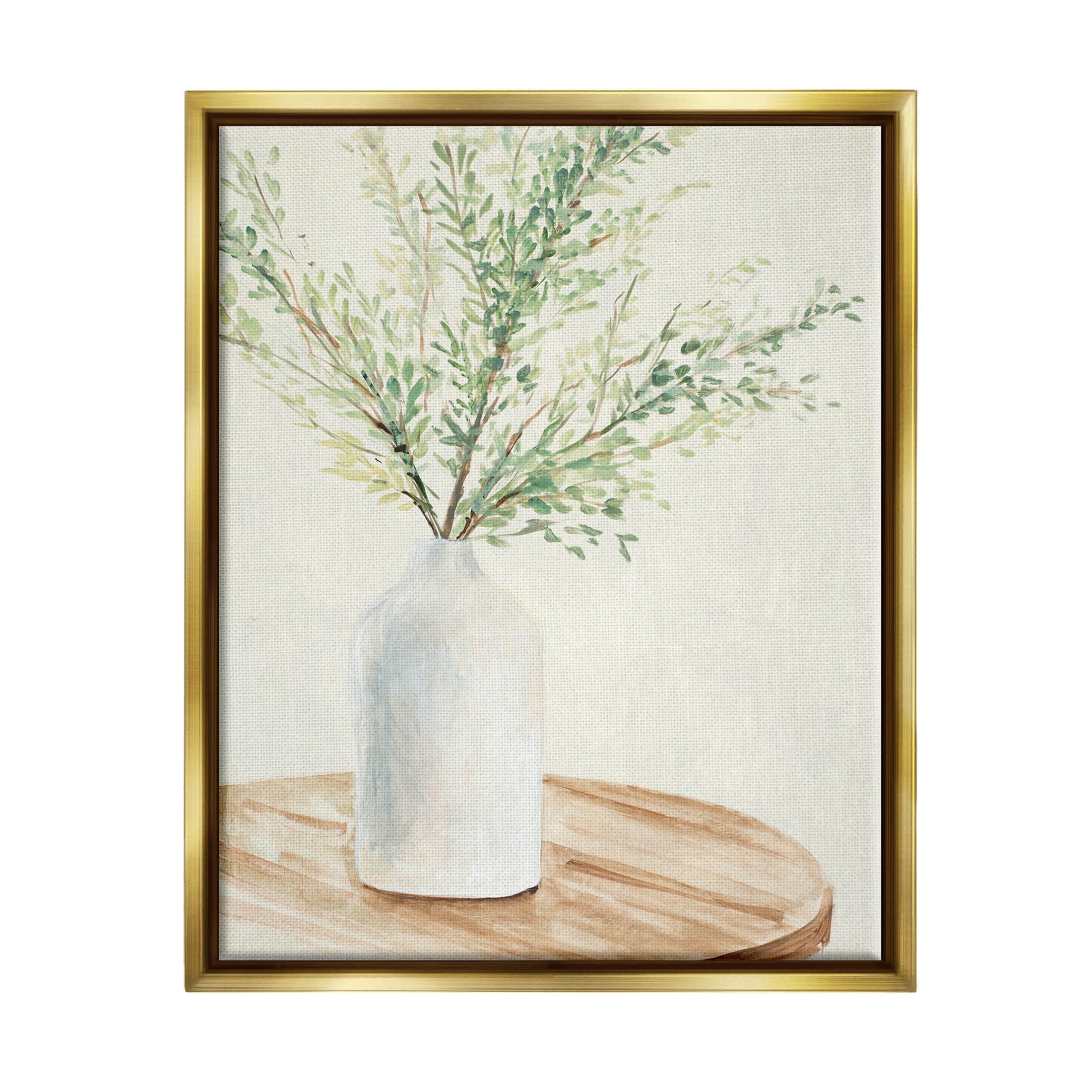 Tranquil Botanical Still Life Canvas Print with Gold Frame